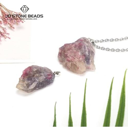 1PC Natural Tourmaline Raw Stone Pendant for Making Necklace Earring Women Necklace Gifts Fashion Jewelry Charms Accessories