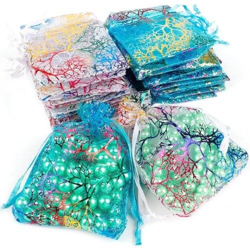 10pcs Multi-size Drawstring Organza Bags Colored Jewelry Packaging Bag Home Storage Makeup Wedding Gift Christmas Candy Bags