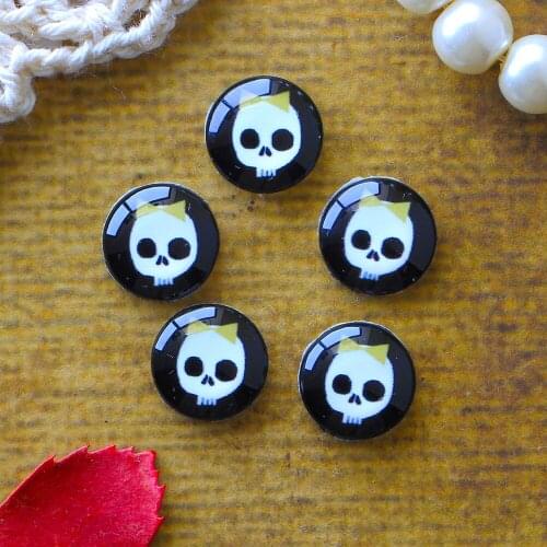 12mm 25mm 14mm 16mm 18mm 20mm Photo Glass Cabochons Round Cameo Set Handmade Settings Skull 02
