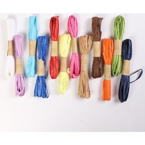 12PCS 10M Raffia Paper Ribbon Decor Wedding Rope Palm Ribbon For Natural Paper Twine Gift Party Easter Packing Crafts Wrapping