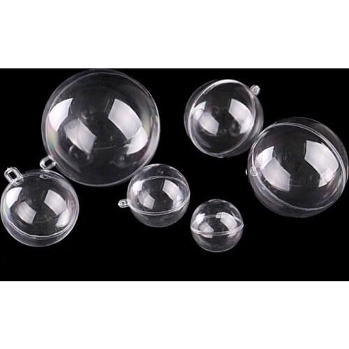 20Pcs/10Pairs Christmas Tress Hanging Decorations Round Ball Transparent Open Plastic Clear Ornament Kids DIY Party Supplies E