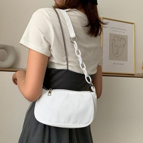 2021 New Simple Strap Bag Smooth Surface Smooth Zipper Elegant Temperament Women Casual Underarm Bag Easy to Clean for Dating