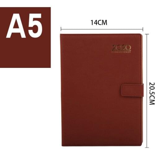 A5 360sheets PU Leather Cover Business Notebook Vintage Magnetic Agenda2020 Paper Line Diary Notepad Office Stationery Supplies
