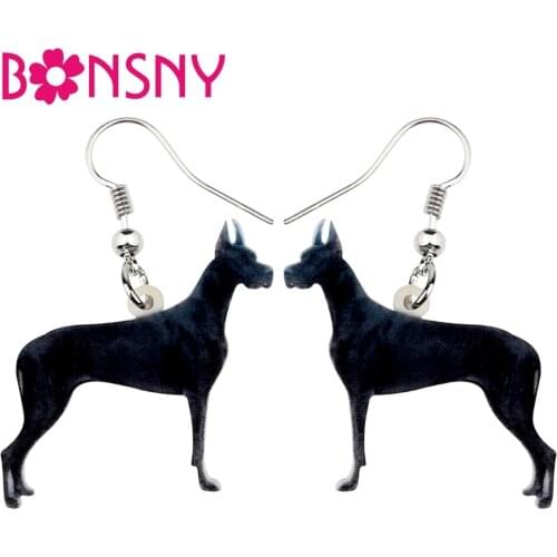 Bonsny Statement Acrylic Great Dane Dog Earrings Dangle Drop Fashion Animal Jewelry Gift For Women Girls Pet Lovers Accessories
