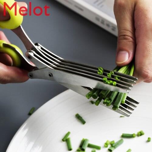 Household Kitchen Multi-Layer Chopped Green Onion Scissors Multi-Functional Stainless Steel Five-Layer Chopped Green Onion