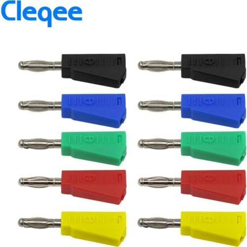 Cleqee P3002 10pcs 4mm Stackable Nickel plated Speaker banana plug connector Test Probe Binding Post Red Black Yellow Green Blue