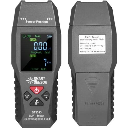 SMART SENSOR ST1393 EMF Meter Electromagnetic Field EMF Detector Mini Digital LCD Electromagnetic Field Radiation Tester