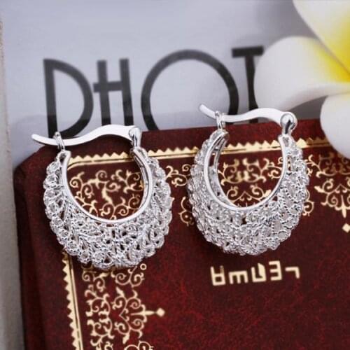 E329 Hot selling Pretty Silver Plated Earrings For Women Wholesale Free Shipping 925 Charm Christmas Gifts Fashion Jewelry