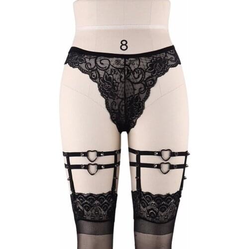 JLX.HARNESS Sexy Wedding Bondage Harness Bridal Garters Fetish Wear Stocking Suspenders Belt Punk Rivet Leg Cage Garters P0074