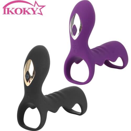 IKOKY 10 Speed Penis Rings Delay Ejaculation Sex Products Male Masturbation Sex Toys for Men Vibrator G Spot Stimulation