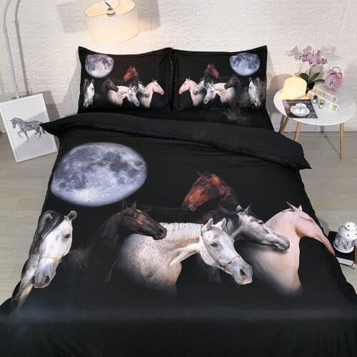 4 or 6pcs running horses duvet cover sets Single Double bed linen 3d Queen Super king size bedding sheets set horse spread