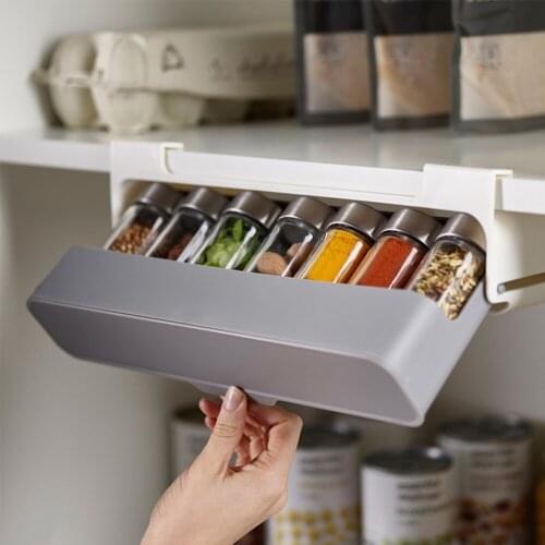 Kitchen Organizer Shelves Self-Adhesive Wall-Mounted Under-Shelf Spice Organizer Spice Bottle Storage Rack Kitchen Storage Shelf
