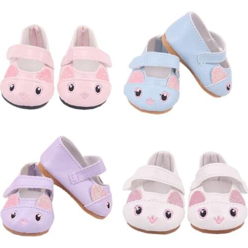 Doll shoes 18 cm American 43 cm 7 cm Cute cat leather shoes doll Newborn baby generation girl toy 1/3 Blythe doll