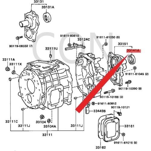Oil seal (for rear bearing retainer ring of transmission) 1995-Toy ota QUI CKD ELI VER YDY NAC OAS TER gearbox rear oil seal