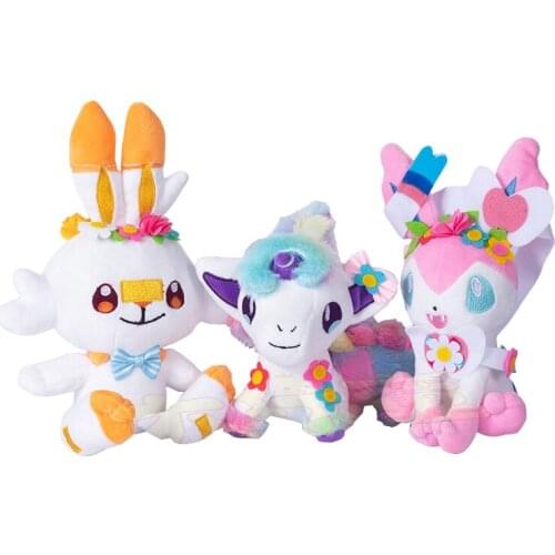 Kawaii plush toys Pokemoned Scorbunny Sylveon dolls Halloween cartoon anime decoration gift for children