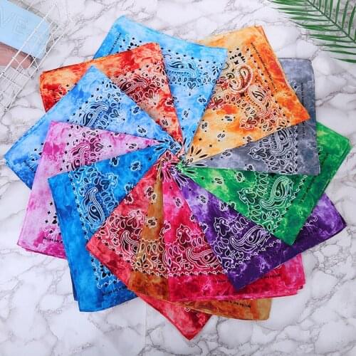 Fashion Bandana Tie-dyed Cotton Cashew Print Fashion Hip Hop Unisex Sports Headwear Wrist Hairwrap Head Wrap Scarf Headwear
