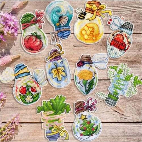 BXT23 Decoration Home Decor Homfun Craft Christmas Cross Stich Set Counted DIY Cross Stitch Kits Fridge Refridgerator Magnets