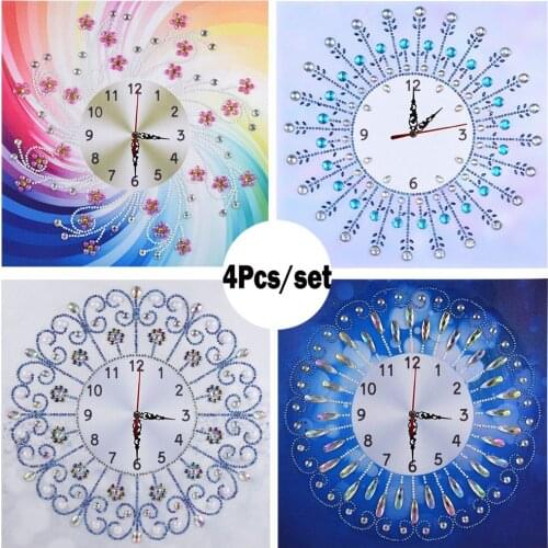 4Pcs 5D Special Diamond-Shaped Embroidery Wall Clock DIY Painting Diamond Cross Diamond Painting Accessories Diamond Embroidery