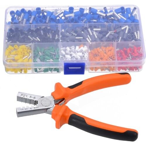 Crimp Tool Kit Hand Ferrule Crimper Plier + 800pcs Insulated Nylon Cable Wire Terminal Connector AWG 10-23