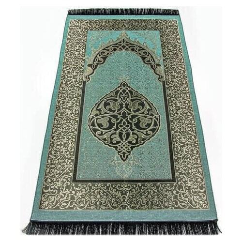 GREAT GIFT Economical Ottoman Taffeta Prayer Rug GreenColor MUSLIM PRAYER COVER EASY TO USE FREE SHİPPİNG