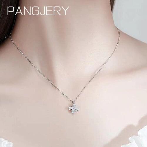 PANGJERY 925 Sterling Silver Windmill Pendant Necklaces for Women INS Fashion Simplicity Geometric Birthday Party Jewelry Gifts