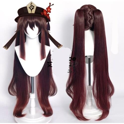 Luxury Game Genshin Impact Hu Tao Cosplay Wig 110cm Long Heat Resistant Women Synthetic Hair Party Wigs