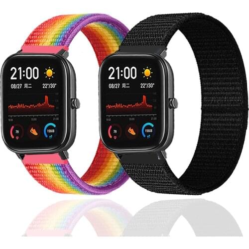 20mm 22mm Nylon Band For Amazfit GTS/2/2e/GTS2 Mini/GTR 42mm/47mm/GTR2/2e/stratos 2/3 Bracelet Watch Amazfit bip strap