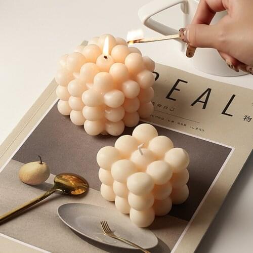 Nordic INS StyleBubble Cube Soy WaxScented Candles With Creative Geometric Shapes For Home Decor Living Room And Bedroom