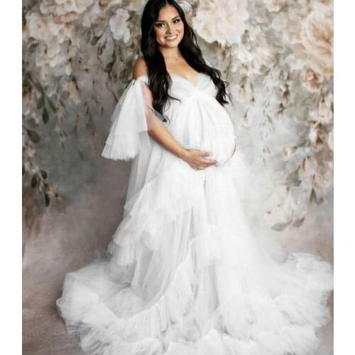 Bridal Fluffy Tulle Maternity Gowns Photo Shoot Custom Made Women Long Dresses Beach Birthday Party Bathrobe Sleepwear