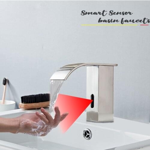 Chrome Smart Sensor Basin Faucet Automatic Sensor Sink Faucet Cold Hot Mixer Tap Deck Mounted Bathroom Basin Faucets