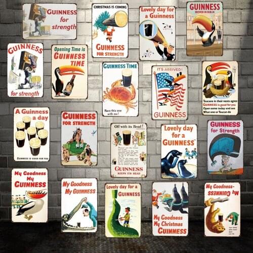 [ WellCraft ] Guinness Metal Signs Wall Poster Plaque BEER Mural Painting Antique Gift Vintage Craft bar Pub Decor FG-210