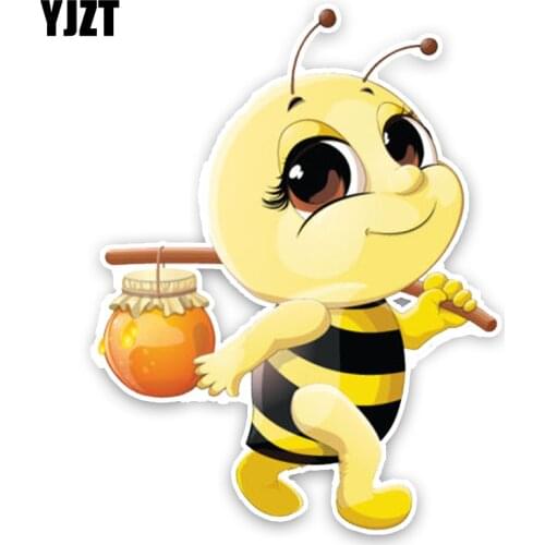 YJZT 11.2CM14.6CM Interesting Lovely Honey Pot Cartoon Bees Colored PVC Car Sticker Graphic C1-5215