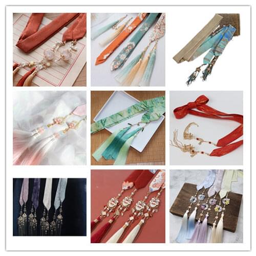 Chiffon tassel pink Headband Ancient Chinese hair accessories hanfu kimono ribbon for COSPLAY SIZE:3*156CM tassel:24cm