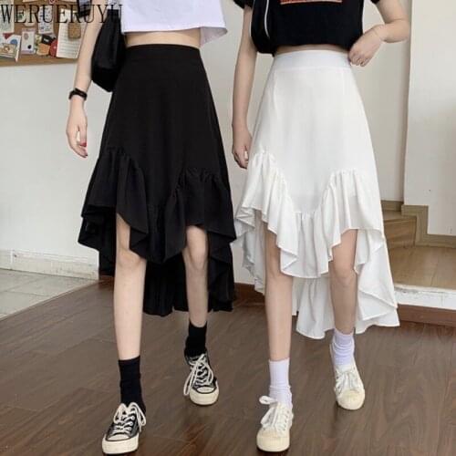 WERUERUYU Vintage Mermaid Skirt Women 2020 AutumnNew Fashion Sexy Bodycon Skirt Black Slim Ruffle Ladies Skirts High Waist