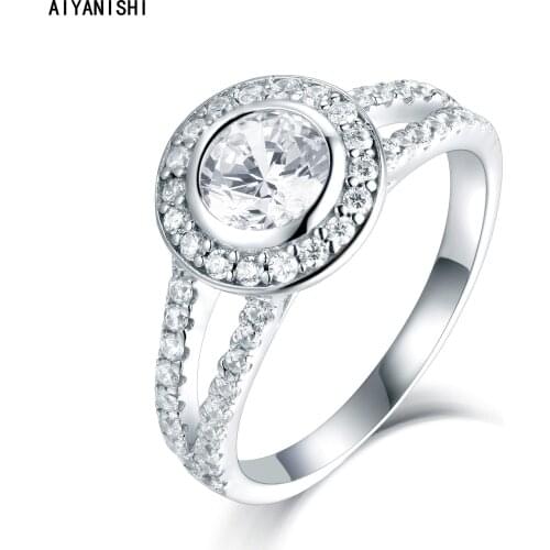 AIYANISHI Wedding Rings For Women Halo Sona Diamond Ring Luxury Engagement Bridal Rings Anel Accessories Gifts Drop Shipping