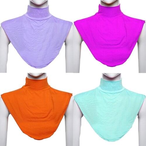 Women Solid Color Half Top Muslim Modal Fake False Collar Islamic Hijab Extensions Turtleneck High Neck Cover Warmer Half collar