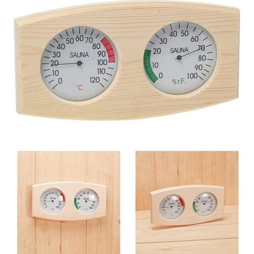 1x Wood Grain Sauna Thermometer&Hygrometer Wooden Hygrothermograph Sauna Room Equipment
