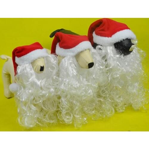 1pcs pet dog cat fashion red Santa Claus hat with Moustache doggy Christmas costume caps puppy winter warm hats pet accessories