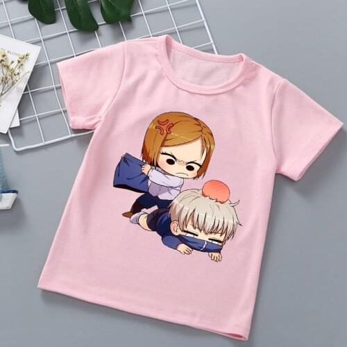 2021 Japan Manga Jujutsu Kaisen T Shirt аниме Anime Clothes Girls T-shirt Kawaii Cartoon Print Kids Clothes Children Clothing