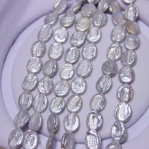 22pieces freshwater pearl flat baroque coin white 38CM FPPJ wholesale nature loose beads for DIY jewelry