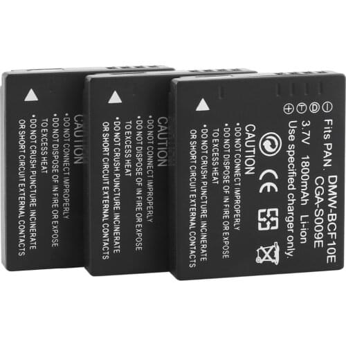 3pcs Probty CGA-S009E CGA S009E Camera Battery for Panasonic DMC-FC25 DMC-FX500 DMC-FX580 DMC-TS1 DMC-FT1 DMC-FS7 DMC-FH20 FS7