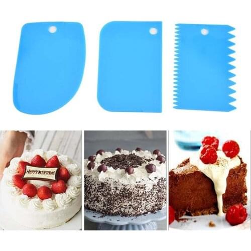 3PCS/Set High Quality Colorful Multifunctional Irregular Teeth Edge DIY Cream Scraper Set Cake Mold Tools Cake Decoration Tool