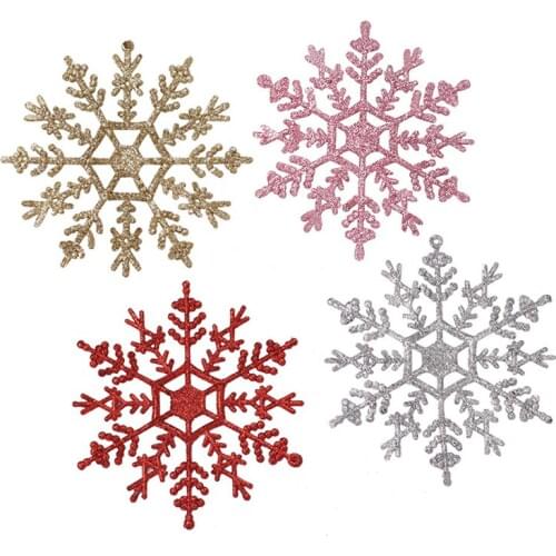 3pcs/pack Glitter Snowflake 4 Colors Christmas Hanging Ornaments Frozen Party Winter Decoration Artifical Snowflake 12cm
