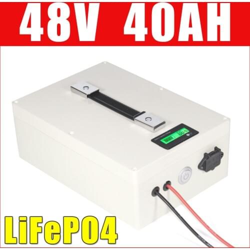 LiFePO4 48V 40AH Battery Pack 2000W Electric bike Motorcycle Lithium ion battery waterproof case LCD display