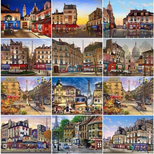 Diamond Painting Scenic 5D Diamond Mosaic Picture of Rhinestones Town Full Square Embroidery Diamond Setting New Arrival Wall De