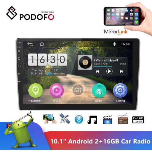 Podofo 9" Android 2din Car Radio 2+16GB Multimedia Player Audio Stereo Autoradio GPS Bluetooth WIFI Mirrorlink MP5 Player Radio