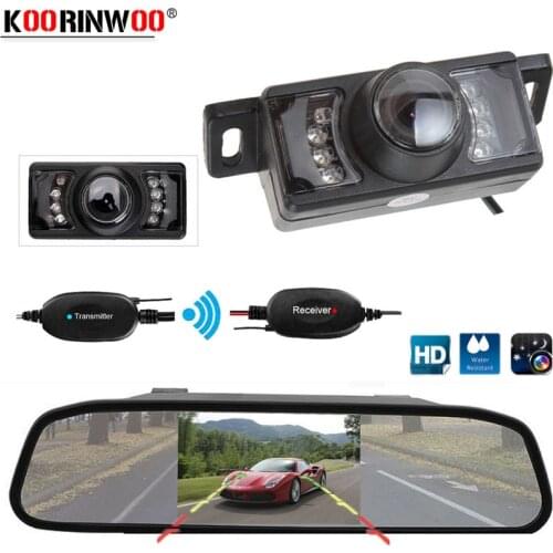 Koorinwoo HD 4.3 inch Car Rearview Mirror Monitor CCD Video Parking System Assistance Car Rear View Camera Night Vision Sensors