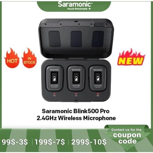 Saramonic Blink 500 Blink500 Pro 2.4GHz Wireless Microphone System Studio Interview Lavalier Mic PRO With Wireless Charging Case