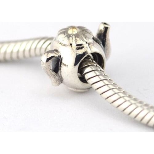 CKK 14k Gold Teapot Charms 925 Sterling Silver Beads Original Jewelry Making Fits For Bracelets & Bangle