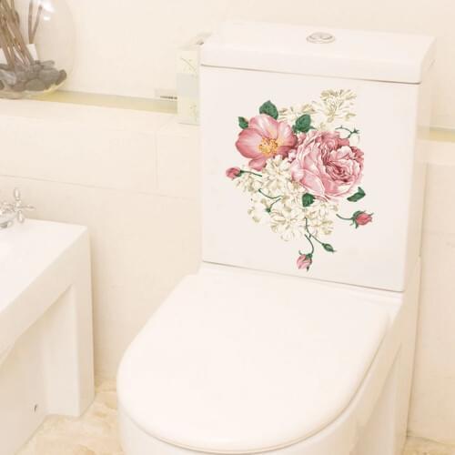 Colorful flower floral vine fridge wall sticker for bathroom toilet refrigerator cupboard decor pvc wall decals diy art gift
